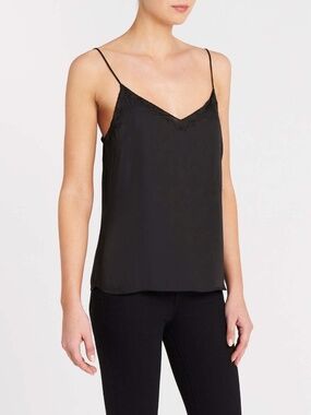 Paige Cicely Scallop Cami in Black, S